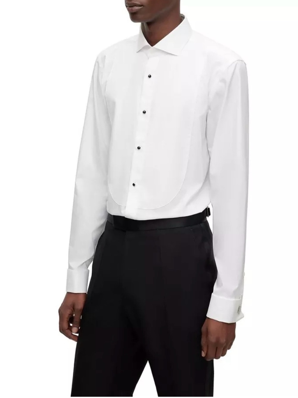 BOSS Men's White Slim-Fit Solid Dress Shirt